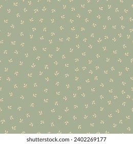 Scribbled leaf vector seamless background pattern. Sage green backdrop with leaves. Textural design outline foliage. Botanical sprigs all over print. Decorative botanical repeat for packaging,