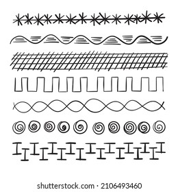 Scribbled lines and strokes in various styles and formats.