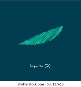 A Scribbled Map of the Anguilla. Sketch Country map for infographics, brochures and presentations. vector green map illustration