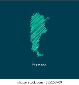 A Scribbled Map of the Argentina. Sketch Country map for infographics, brochures and presentations. vector green map illustration