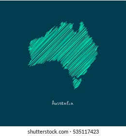 A Scribbled Map of the Australia. Sketch Country map for infographics, brochures and presentations. vector green map illustration