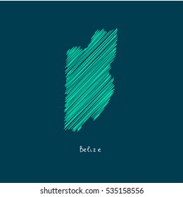 A Scribbled Map of the Belize. Sketch Country map for infographics, brochures and presentations. vector green map illustration