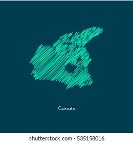 A Scribbled Map of the Canada. Sketch Country map for infographics, brochures and presentations. vector green map illustration