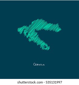 A Scribbled Map of the Croatia. Sketch Country map for infographics, brochures and presentations. vector green map illustration