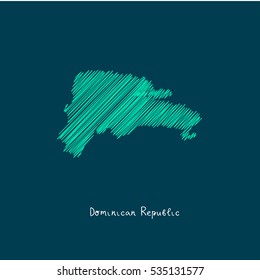 A Scribbled Map of the Dominican Republic. Sketch Country map for infographics, brochures and presentations. vector green map illustration