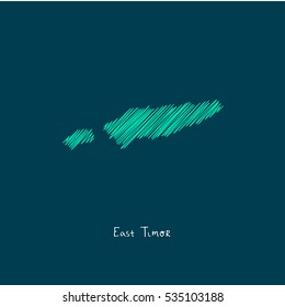 A Scribbled Map of the East Timor. Sketch Country map for infographics, brochures and presentations. vector green map illustration