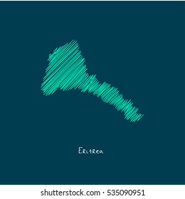 A Scribbled Map of the Eritrea. Sketch Country map for infographics, brochures and presentations. vector green map illustration