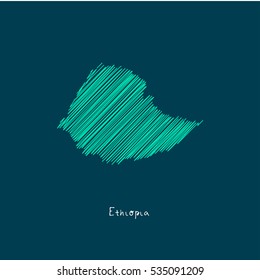 A Scribbled Map of the Ethiopia. Sketch Country map for infographics, brochures and presentations. vector green map illustration