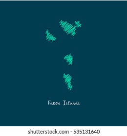 A Scribbled Map of the Faroe Islands. Sketch Country map for infographics, brochures and presentations. vector green map illustration