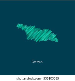 A Scribbled Map of the Georgia. Sketch Country map for infographics, brochures and presentations. vector green map illustration