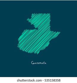 A Scribbled Map of the Guatemala. Sketch Country map for infographics, brochures and presentations. vector green map illustration