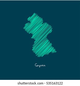A Scribbled Map of the Guyana. Sketch Country map for infographics, brochures and presentations. vector green map illustration