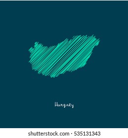 A Scribbled Map of the Hungary. Sketch Country map for infographics, brochures and presentations. vector green map illustration