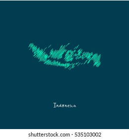 A Scribbled Map of the Indonesia. Sketch Country map for infographics, brochures and presentations. vector green map illustration
