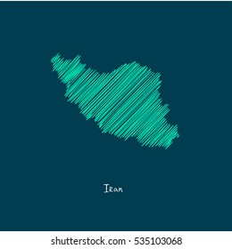 A Scribbled Map of the Iran. Sketch Country map for infographics, brochures and presentations. vector green map illustration