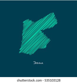 A Scribbled Map of the Jordan. Sketch Country map for infographics, brochures and presentations. vector green map illustration
