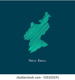 A Scribbled Map of the Korea North. Sketch Country map for infographics, brochures and presentations. vector green map illustration