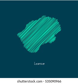 A Scribbled Map of the Lesotho. Sketch Country map for infographics, brochures and presentations. vector green map illustration