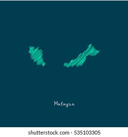 A Scribbled Map of the Malaysia. Sketch Country map for infographics, brochures and presentations. vector green map illustration