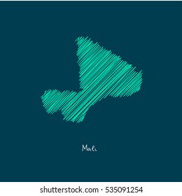 A Scribbled Map of the Mali. Sketch Country map for infographics, brochures and presentations. vector green map illustration