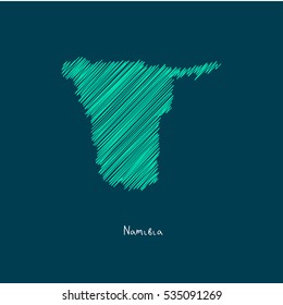 A Scribbled Map of the Namibia. Sketch Country map for infographics, brochures and presentations. vector green map illustration