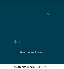 A Scribbled Map of the Netherlands Antilles. Sketch Country map for infographics, brochures and presentations. vector green map illustration