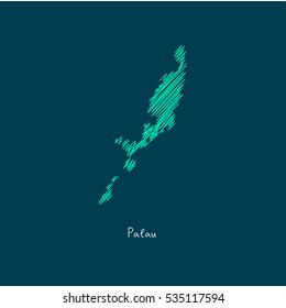 A Scribbled Map of the Palau. Sketch Country map for infographics, brochures and presentations. vector green map illustration