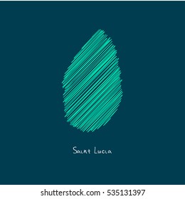 A Scribbled Map of the Saint Lucia. Sketch Country map for infographics, brochures and presentations. vector green map illustration