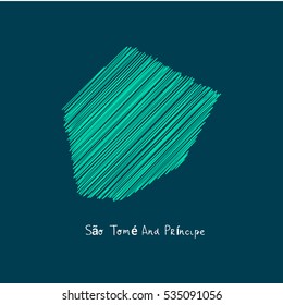 A Scribbled Map of the Sao Tome and Principe. Sketch Country map for infographics, brochures and presentations. vector green map illustration