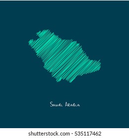 A Scribbled Map of the Saudi Arabia. Sketch Country map for infographics, brochures and presentations. vector green map illustration