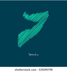 A Scribbled Map of the Somalia. Sketch Country map for infographics, brochures and presentations. vector green map illustration