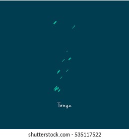 A Scribbled Map of the Tonga. Sketch Country map for infographics, brochures and presentations. vector green map illustration