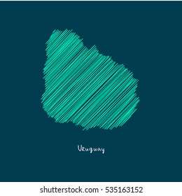 A Scribbled Map of the Uruguay. Sketch Country map for infographics, brochures and presentations. vector green map illustration