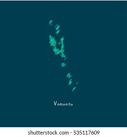 A Scribbled Map of the Vanuatu. Sketch Country map for infographics, brochures and presentations. vector green map illustration