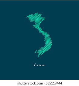 A Scribbled Map of the Vietnam. Sketch Country map for infographics, brochures and presentations. vector green map illustration