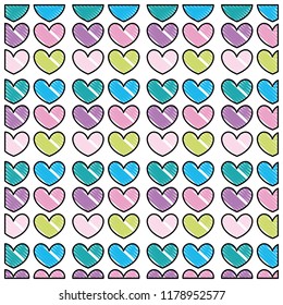 scribbled nice hearts shapes decoration background