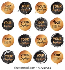Scribbled and painted round metallic logos