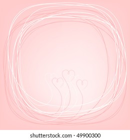 Scribbled pink colored hearts frame.