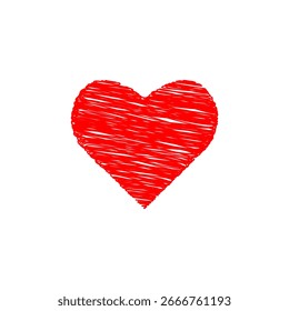 Scribbled Red Heart Hand Drawn Love Symbol Vector