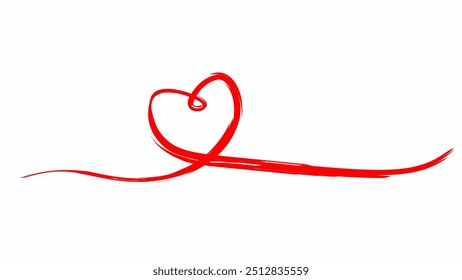 Scribbled red lines in the form of a love vector on a white background