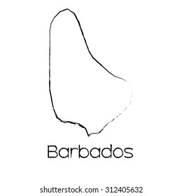 A Scribbled Shape of the Country of Barbados