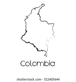 A Scribbled Shape of the Country of Colombia