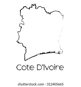 A Scribbled Shape of the Country of Cote Divoire