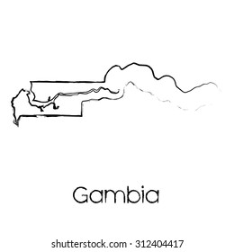 A Scribbled Shape of the Country of Gambia