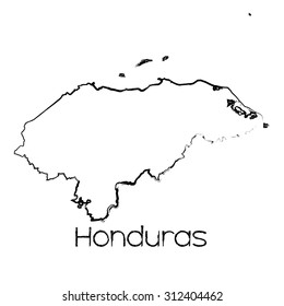 A Scribbled Shape of the Country of Honduras