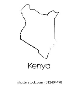 A Scribbled Shape of the Country of Kenya