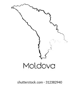 A Scribbled Shape of the Country of Moldova