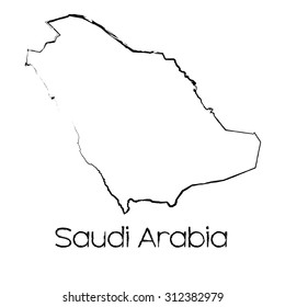 A Scribbled Shape of the Country of Saudi Arabia