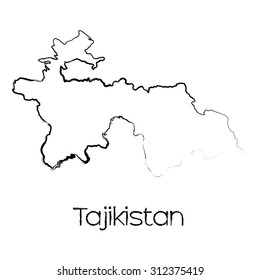 A Scribbled Shape of the Country of Tajikistan