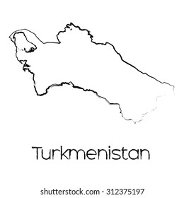 A Scribbled Shape of the Country of Turkmenistan